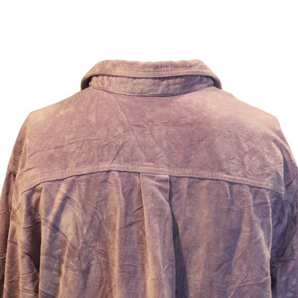 Vintage 90s Bill Blass Purple Crushed Velvet Oversize Button Down Shirt Size 1X - Picture 6 of 15